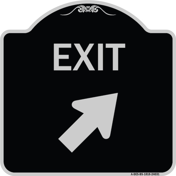 Exit Exit with Right Arrow Heavy-Gauge Aluminum Architectural Sign, 18" H, 18" L, BS-1818-24031